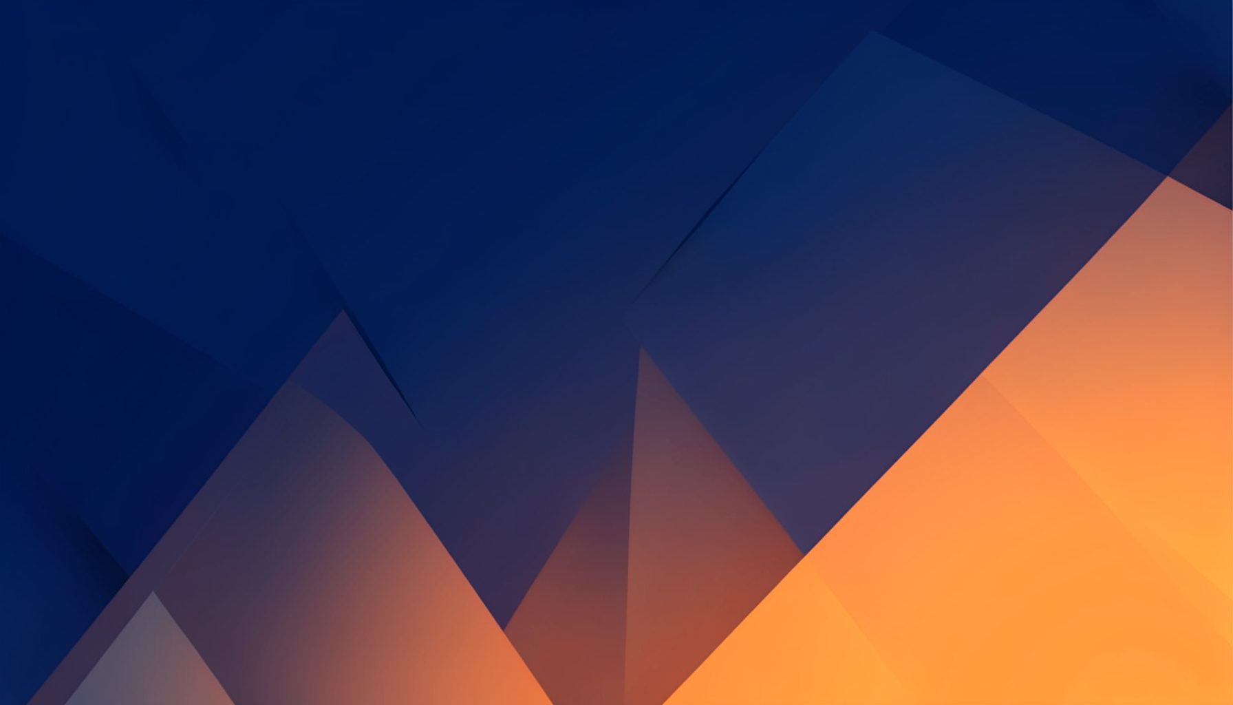 Dark blue and orange gradient composition with angular geometric shapes suggesting industrial construction